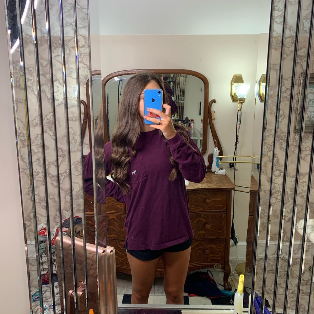 PINK burgundy long sleeve tee